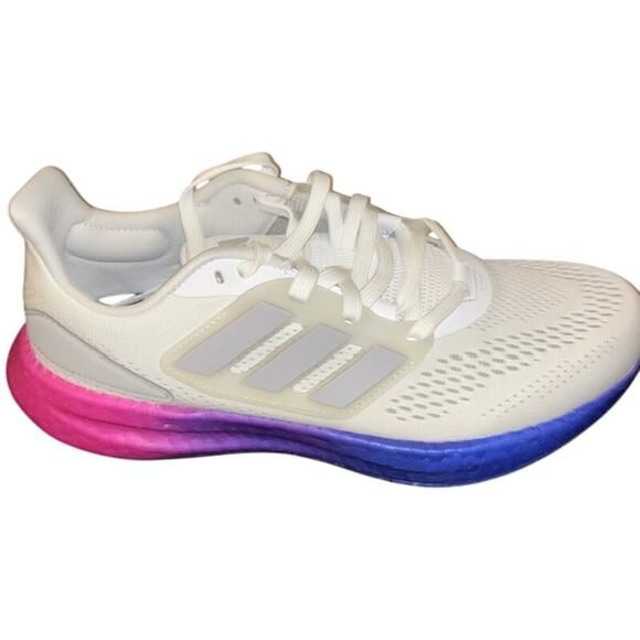 NIB Adidas Men\'s Pureboost 22 Running Shoes White/Grey/Lucid Blue Size 7.5 main image 5
